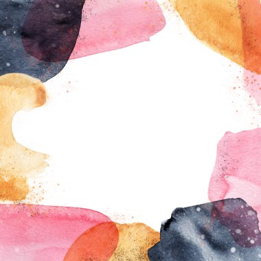 Suluboya çerçeve, arkaplan, elle çizilmiş suluboya mavi ve pembe doku. Duvar sanatı Poster. Kartvizit. Sosyal medya.