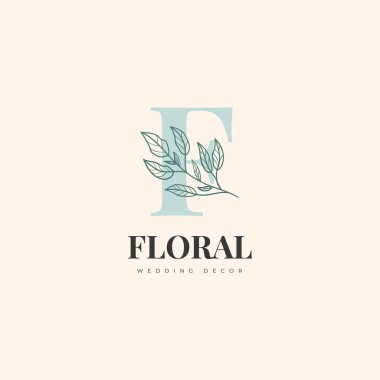 Soyut Çiçek Vektör İşaretleri veya Logo Şablonları. Klasik tipografi ile Retro Floral Illustration. Kadın logosu. Çiçekçi, fotoğrafçı, moda blogcusu, tasarım stüdyosu için Modern Logo Şablonu.