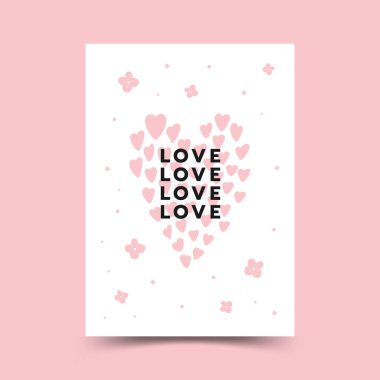 El çizimi şirin karalama sevgililer günü poster şablonu