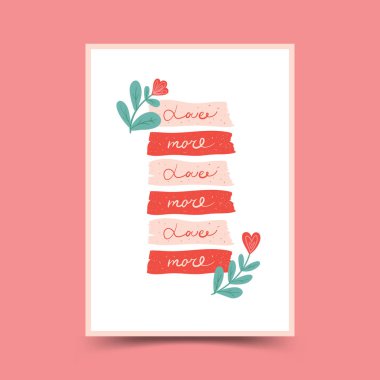 El çizimi şirin karalama sevgililer günü poster şablonu