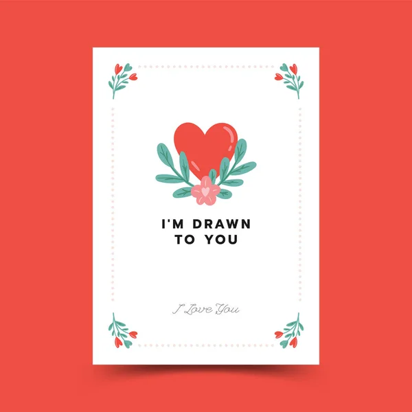Hand Drawn Cute Doodle Valentines Day Poster Template — Stock Vector