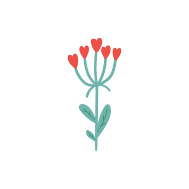 Karalama rengi çiçekler. Sevgililer günün kutlu olsun ve yabani ot tasarımı elementleri. Vektör illüstrasyonu.