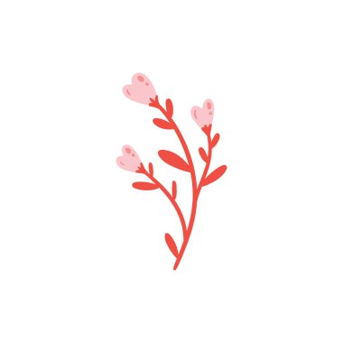 Karalama rengi çiçekler. Sevgililer günün kutlu olsun ve yabani ot tasarımı elementleri. Vektör illüstrasyonu.