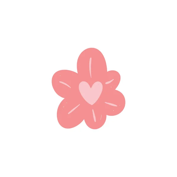 Doodle Flores Color Feliz Día San Valentín Elementos Diseño Deshierbe — Vector de stock