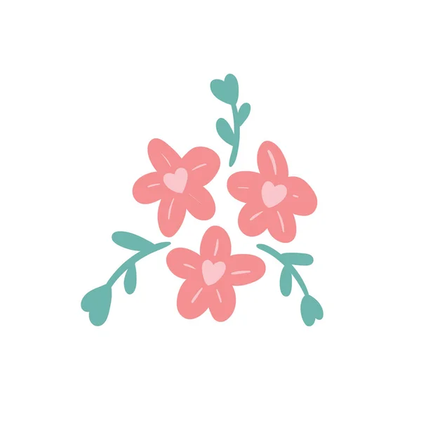 Barevné Květy Šťastný Valentýn Prvky Plevele Designu Vektorová Ilustrace — Stockový vektor