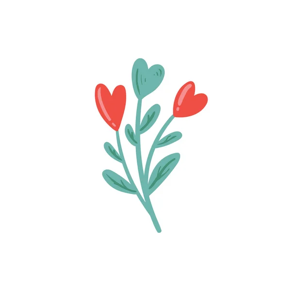 Flores Cor Doodle Feliz Dia Dos Namorados Elementos Design Ervas — Vetor de Stock