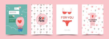 El çizimi şirin karalama sevgililer günü poster şablonu