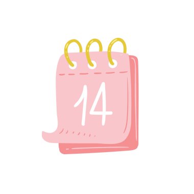 Takvim. Sevgililer günün kutlu olsun ve yabani ot tasarımı elementleri. Vektör illüstrasyonu.