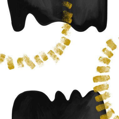 Sınır. Beyaz fotokopi alanı suluboya çizimi ve altın elementlerle siyah ve altın. Soyut modern baskılar. Logo. Duvar sanatı Poster. Kartvizit.