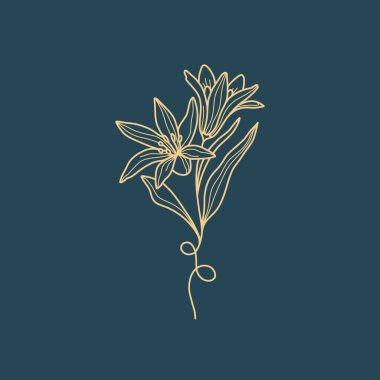 Vahşi Çiçek Botanik logosu çizimi. Minimum çiçekli vintage tarzı. Karalama bitkisi çizimi. Saf doğa organik fırça. Çizgi çizme. Botanik çiçek rozeti. Eko ürün amblemi.