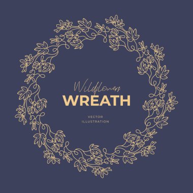El çizimi vektör yuvarlak çerçeve. Yapraklı, böğürtlenli, ağaç dallı çelenk tasarım için dekoratif elementler. Mürekkep, antika ve kırsal tarzlar.