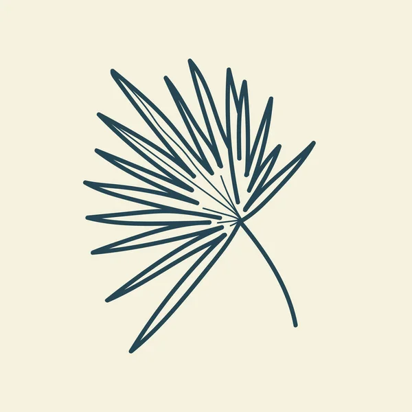 Feuilles Tropicales Icône Dessin Contour Style Vintage Floral Minimal Illustration — Image vectorielle