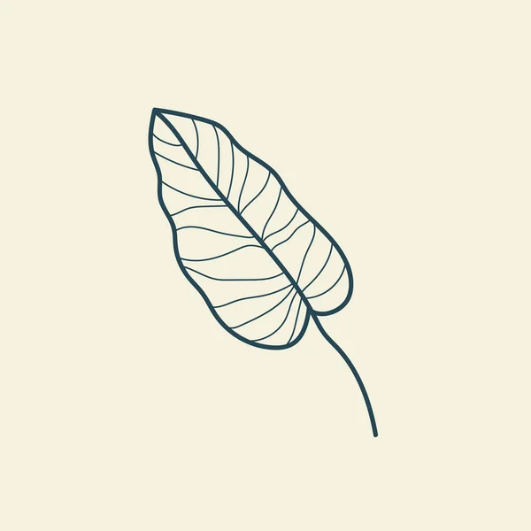 Tropiska Blad Ikonen Kontur Ritning Minimal Blommig Vintage Stil Doodle — Stock vektor