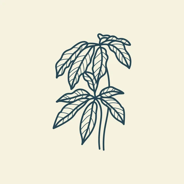Рисунок Иконки Тропических Листьев Минимальный Цветочный Винтажный Стиль Дудл Растительный — стоковый вектор