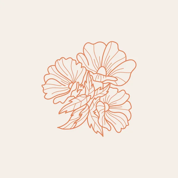 Fleurs Abstraites Signes Vectoriels Modèles Logo Illustration Florale Rétro Avec — Image vectorielle