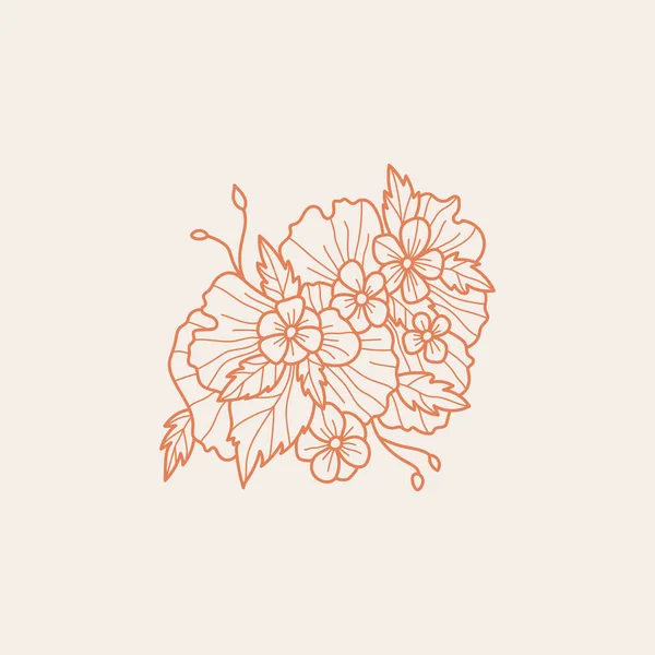 Fleurs Abstraites Signes Vectoriels Modèles Logo Illustration Florale Rétro Avec — Image vectorielle