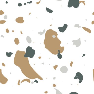 Terrazzo döşeme vektörü kusursuz desen. Venedik tarzı klasik İtalyan tarzı zemin dokusu doğal taş, granit, kuvars, mermer, cam ve betondan oluşur.