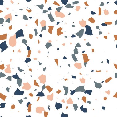 Terrazzo döşeme vektörü kusursuz desen. Venedik tarzı klasik İtalyan tarzı zemin dokusu doğal taş, granit, kuvars, mermer, cam ve betondan oluşur.