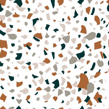 Terrazzo döşeme vektörü kusursuz desen. Venedik tarzı klasik İtalyan tarzı zemin dokusu doğal taş, granit, kuvars, mermer, cam ve betondan oluşur.