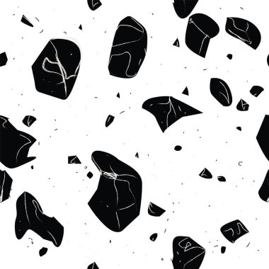 Terrazzo döşeme vektörü kusursuz desen. Venedik tarzı klasik İtalyan tarzı zemin dokusu doğal taş, granit, kuvars, mermer, cam ve betondan oluşur.