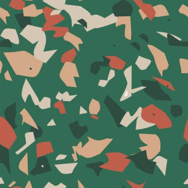 Terrazzo döşeme vektörü kusursuz desen. Venedik tarzı klasik İtalyan tarzı zemin dokusu doğal taş, granit, kuvars, mermer, cam ve betondan oluşur.