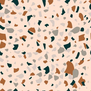 Terrazzo döşeme vektörü kusursuz desen. Venedik tarzı klasik İtalyan tarzı zemin dokusu doğal taş, granit, kuvars, mermer, cam ve betondan oluşur.