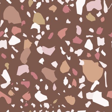 Terrazzo döşeme vektörü kusursuz desen. Venedik tarzı klasik İtalyan tarzı zemin dokusu doğal taş, granit, kuvars, mermer, cam ve betondan oluşur.