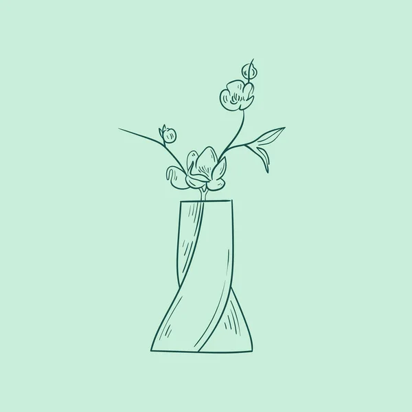 Homeflower Botanikai Logó Vázlat Rajz Minimális Virágos Vintage Stílus Doodle — Stock Vector