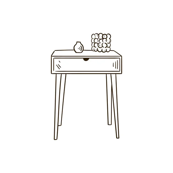 테이블 서랍의 가정용 그림그리기 Doodle 소수의 빈티지 스타일 Doodle Plant — 스톡 벡터