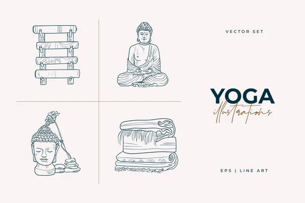 Yoga Accessoires Hause Hause Bleiben Und Dinge Tun Die Man — Stockvektor