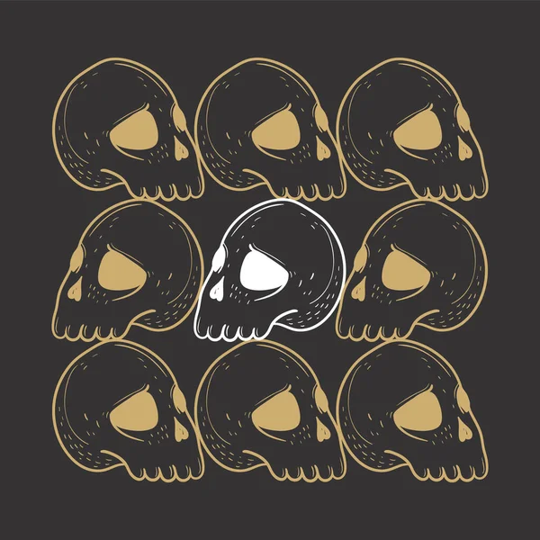 Skull Halloween Design Elements Set Hand Drawn Cartoon Doodles Vector — Stock Vector