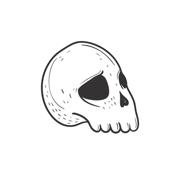 Totenkopf Designelemente Für Halloween Set Vorhanden Handgezeichnete Cartoon Doodles Vektorillustration — Stockvektor