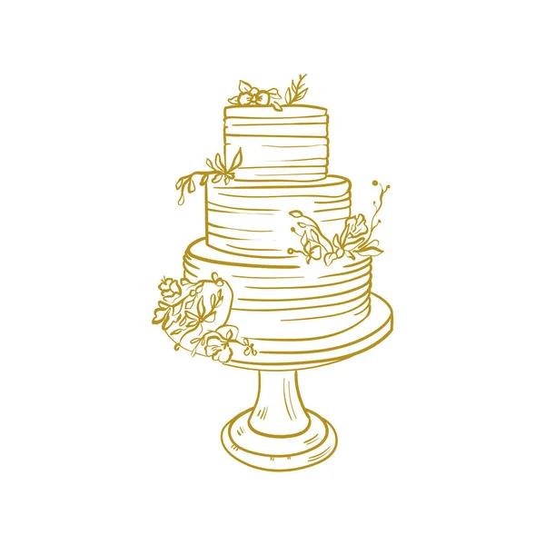 Весільний Торт Трендова Векторна Ілюстрація Лінійне Мистецтво Ікона Весільних Агентств — стоковий вектор