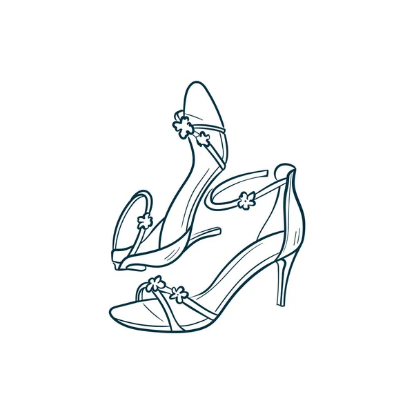 Stiletto Hakken Voor Vrouwen Trend Vector Illustratie Lineaire Kunst — Stockvector