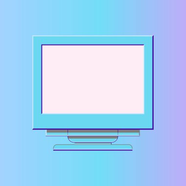 Eski bilgisayar penceresi. Sistem iletisi uyarısı, simgesi ve klasik tarzda düğmesi olan neon pencere. Bilgisayar ekranı için UI elementleri, retro sistem modeli. Vektör illüstrasyon vintage sekmesi 90 'ların yazılım UI' si.