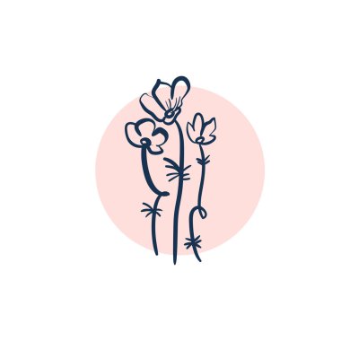 Doodle Çiçekleri Simgesi. El Çizimi İllüstrasyonu. Soyut çiçek, botanik dekor. 