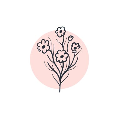 Doodle Çiçekleri Simgesi. El Çizimi İllüstrasyonu. Soyut çiçek, botanik dekor. 