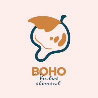Soyut boho vektör şekilleri. Moda tasarımı için Doodle ikonu, yaz sezonu veya doğal konsept. Modern el çizimi resimleme.
