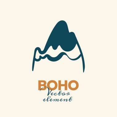 Soyut boho vektör şekilleri. Moda tasarımı için Doodle ikonu, yaz sezonu veya doğal konsept. Modern el çizimi resimleme.