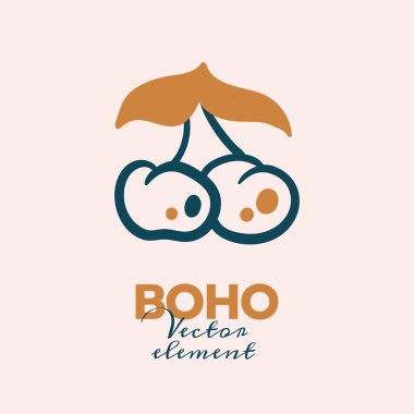 Soyut boho vektör şekilleri. Moda tasarımı için Doodle ikonu, yaz sezonu veya doğal konsept. Modern el çizimi resimleme.