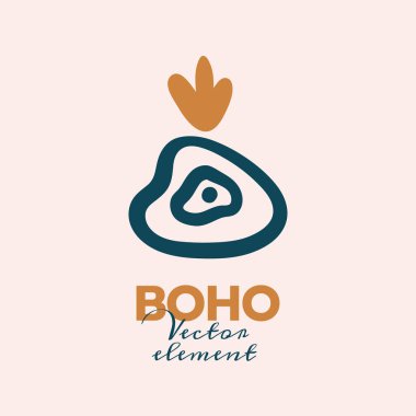 Soyut boho vektör şekilleri. Moda tasarımı için Doodle ikonu, yaz sezonu veya doğal konsept. Modern el çizimi resimleme.