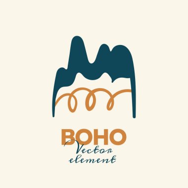 Soyut boho vektör şekilleri. Moda tasarımı için Doodle ikonu, yaz sezonu veya doğal konsept. Modern el çizimi resimleme.
