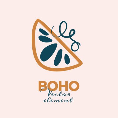 Soyut boho vektör şekilleri. Moda tasarımı için Doodle ikonu, yaz sezonu veya doğal konsept. Modern el çizimi resimleme.