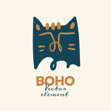 Soyut boho vektör şekilleri. Moda tasarımı için Doodle ikonu, yaz sezonu veya doğal konsept. Modern el çizimi resimleme.