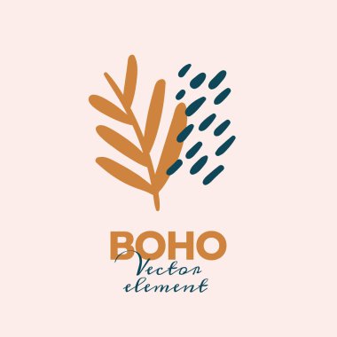 Soyut boho vektör şekilleri. Moda tasarımı için Doodle ikonu, yaz sezonu veya doğal konsept. Modern el çizimi resimleme.