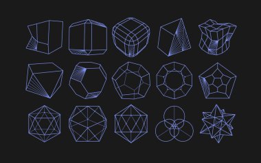 Vektör soyut modern geometrik simge trend doğrusal biçiminde ayarlandı. Minimum geometrik kavramlar ve rozetler. Kimlik ve logotlar için en iyisi. Basit şekil.