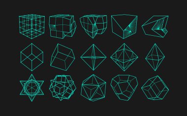 Vektör soyut modern geometrik simge trend doğrusal biçiminde ayarlandı. Minimum geometrik kavramlar ve rozetler. Kimlik ve logotlar için en iyisi. Basit şekil.