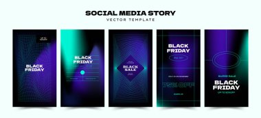 Sosyal medya mobil uygulamaları için Kara Cuma soyut tanıtım web afişi. Geometrik satış ve soyut desenli indirimli tanıtım arkaplanları.