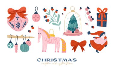 El çizimi Noel ögesi koleksiyonu