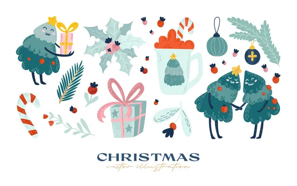 El çizimi Noel ögesi koleksiyonu